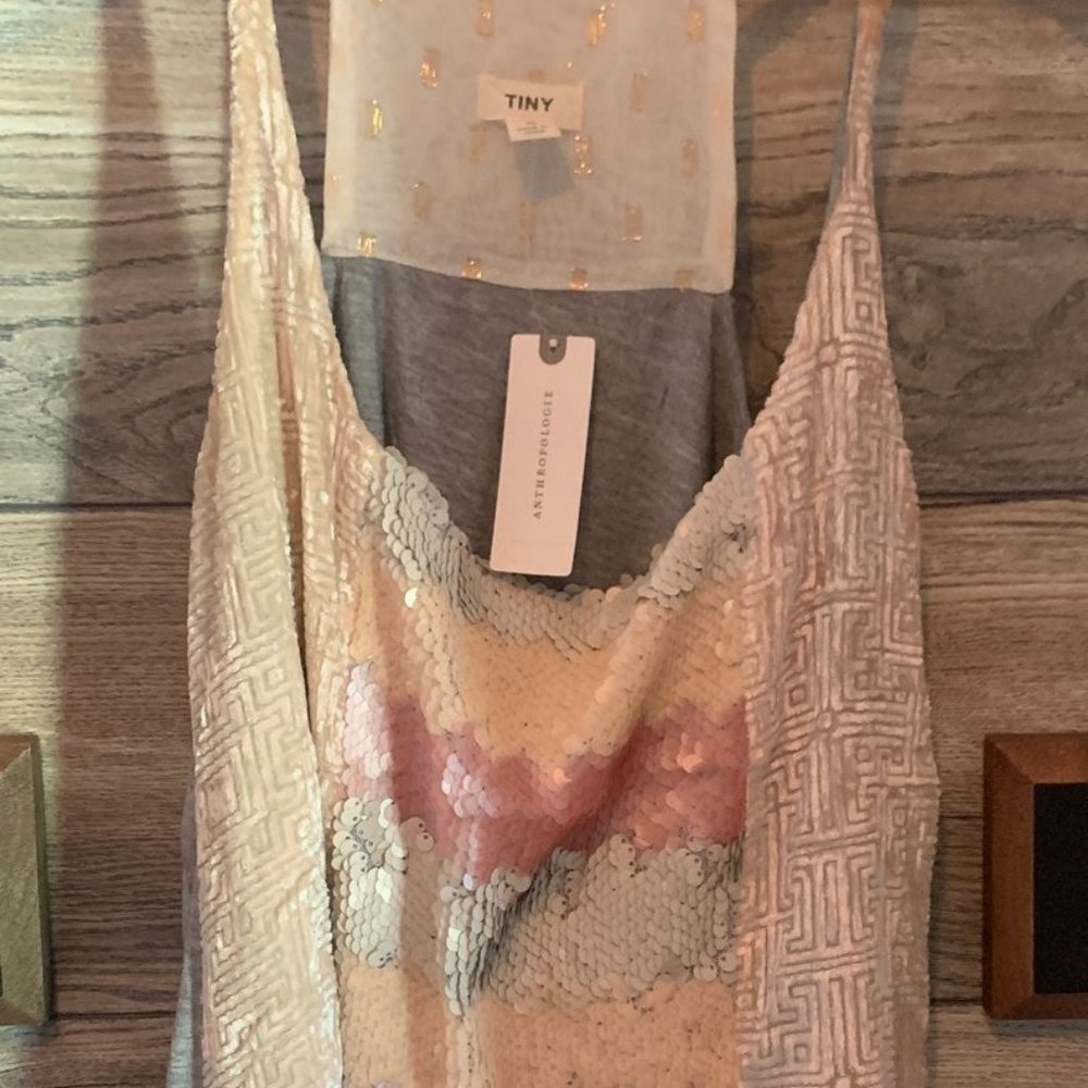 Antropologie Sequin & velvet Tank Top